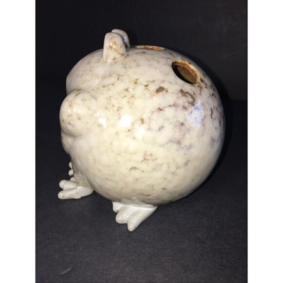 Frog Art Pottery Toothbrush Holder Cream Brown Spotted Toad Neutral Vase Flower - Picture 4 of 8